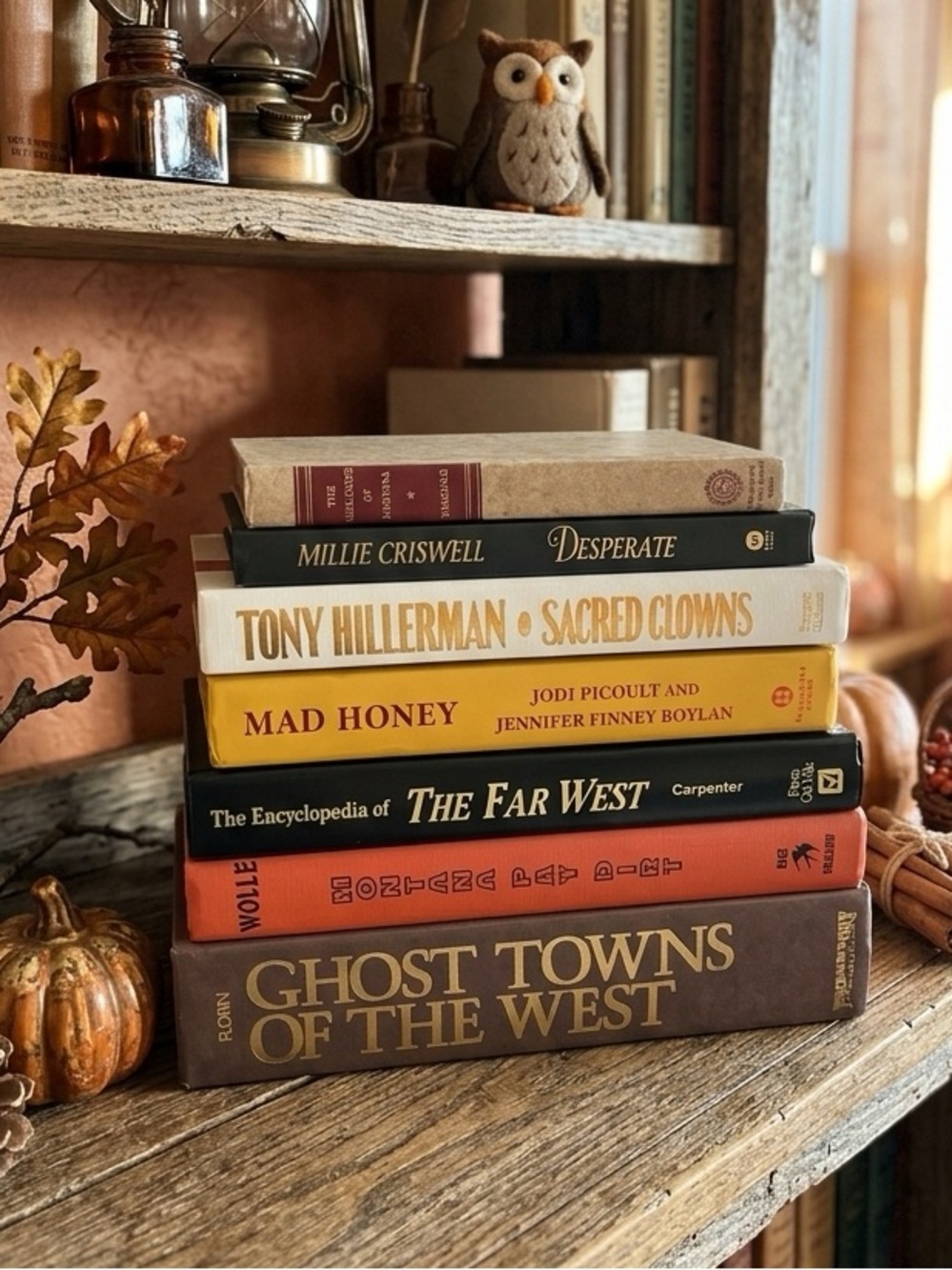 Fall Book Decor 9” Stack Real Books Autumn Halloween Thanksgiving Colors